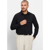 Olymp Langarmhemd "Casual", Herren, Gr. L, N-Gr, schwarz, Web, Obermaterial: 100% Baumwolle, regular fit, 1-Knopf-Manschette, Hemden Langarmhemd, regular fit, Kentkragen