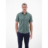 Lerros Kurzarmhemd "Floral bedrucktes Halbarmhemd, 100 % Baumwolle", Herren, Gr. XL, Normalgrößen, grün (soft teal), 100% Baumwolle, Hemden Kurzarmhemd