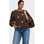 ONLY Carmakoma "CARRICA LS DETAIL O-NECK KNT" Materialmix, normal geschnitten