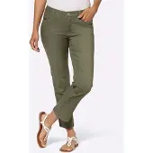 Casual Looks 5-Pocket-Jeans , Damen, Gr. 36, Normalgrößen, grün (khaki), 72% Baumwolle, 25% Polyester, 3% Elasthan, unifarben, 7/8-Länge, Jeans 5-Pocket-Jeans