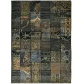 Theko Teppich "Gabiro 5504" Gr. 12, blau, B:80cm H:10mm L:300cm, Kunstfaser, Teppiche, Teppich, Melange-Effekt, Patchwork Design, auch als Läufer, Wohnzimmer