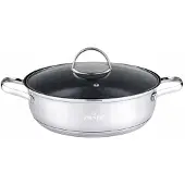Zilner Niedriger Edelstahltopf Silber 4,5L 26cm