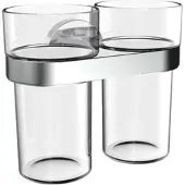 Emco round C Doppelglashalter mit Kunststoffbecher, 432500100, Farbe: Chrom