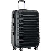 Markenlos Zwillingsrollen Reisekoffer Koffer Trolleys Hartschale M-L-XL-Set (Schwarz, M)