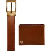 Markenlos Herren Hayes Braune Leder Geschenk-Set Geldbörse,