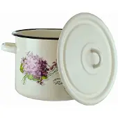 Epewex Emaille-Topf mit Deckel, 4,5L, Blumenmuster