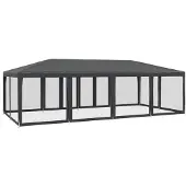 vidaXL Partyzelt mit 12 Mesh-Seitenteilen Anthrazit 8x4 m HDPE