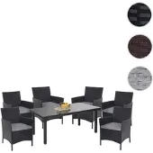 Mendler Poly-Rattan-Garnitur Halden, Gartenmöbel Balkon-Set Sitzgarnitur anthrazit, Kissen anthrazit