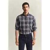 Gant für Herren. 3263001 Blau kariertes Hemd (XXL), Lässig, Baumwolle, Langarm