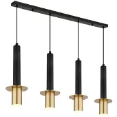 Globo Hängeleuchte Shanna Länge 87 cm schwarz/messing Stein 4-flg.