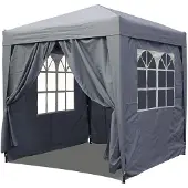 Merkloos Pop-Up Pavillon 2x2m Smoky Grey mit 4 Seitenwänden