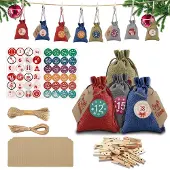 Merkloos Wiederverwendbare Adventskalenderbeutel, 24 Jute Beutel zum Füllen für Kinder