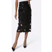 Création L Webrock , Damen, Gr. 42, schwarz, 100% Polyester, unifarben, wadenlang, Röcke Webrock