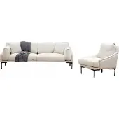 AEA Wohnzimmer-Set 2tlg 3-Sitzer Sofa Sessel Weiß Textil Wohnzimmer Modern