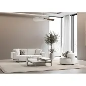 AEA Elegantes weißes Stoffsofa mit Sessel im modernen Design