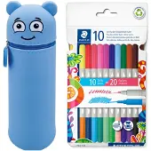 Colop MARKY Federmäppchen im Emoji-Design in Blau, weiches und strapazierfähiges Silik