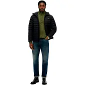 Superdry für Herren. M5012339A Schwarze Fuji Lite-Steppjacke mit Kapuze (XL), Lässig, Recyceltes Nylon