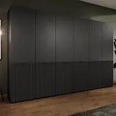 Ravio Modularer Kleiderschrank ZEN Schwarz Matt Rillenfront 6-türig Schrank