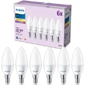 Philips LED-Kerze E14 4,9W 470m 2.700K matt 6er