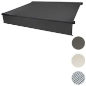 Mendler Elektrische Vollkassetten-Markise T124, 4x3m ausfahrbarer Volant Polyester anthrazit, anthrazit