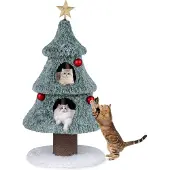 FANTASK Großer Weihnachtsbaum-Kratzbaum, Katzenkratzbaum mit Doppellagigem Katze