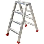 AgriEuro Premium Doppel-Aluminium-Stehleiter Modell 1031, 2x4 Stufen, Höhe 0,96 m