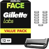 Gillette Labs Rasierklingen Herren, 12 Original Ersatzklingen, Schwarz