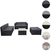 Mendler Poly-Rattan-Garnitur HWC-D24, Garten-/Lounge-Set Sofa anthrazit, Polster dunkelgrau