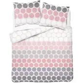 Detexpol Bettwäsche, Flanellbettwäsche, Warm, Für den Winter 200x220 6048b Rosa-grau, Kreise