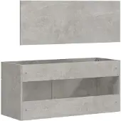 vidaXL Badschrank mit Spiegel Betongrau Holzwerkstoff