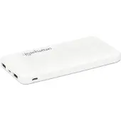Manhattan Powerbank 10.000 mAh, Zwei USB-A-Ausgangsports (2,1 A und 1 A), zwei Eingangsports (USB-C und Micro-USB, jeweils 2 A), 10.000 mAh, weiß, 10000 mAh, Lithium Polymer (LiPo), Weiß