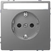 Merten MEG2302-6036 SCHUKO-Steckdose mit Schriftfeld, Berührungsschutz, Steckklemmen, Edelstahl, System Design MEG23026036