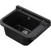 Aqbau Ausgussbecken Schwarz 50cm Waschbecken Waschtrog Spülbecken inkl. Ablaufgarnitur Ablauf