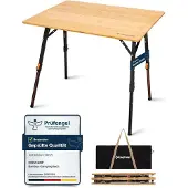 Kingcamp Campingtisch Bambus Klapptisch höhenverstellbar 80x60cm belastbar 80kg mit Tragetasche