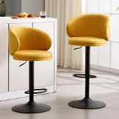 Sonstiges Barhocker 2er Set mit Lehne, drehbar, höhenverstellbar, Leinen, Gelb
