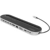 Digitus USB-C Docking Station, 12-Port, Kabelgebunden, USB 3.2 Gen 1 (3.1 Gen 1) Type-C, 100 W, 3,5 mm, 10,100,1000 Mbit/s, Aluminium, Schwarz