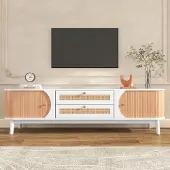 Sonstiges TV-Möbel mit Türen und Schubladen 170x39.5x46cm Weiß und Holz