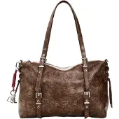 Desigual Stylische braune Damenhandtasche mit abnehmbarem Schultergurt, neu