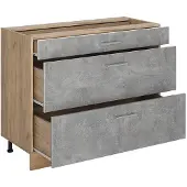Vicco Küchenunterschrank R-Line Beton/Goldkraft Eiche 100 cm ohne Arbeitsplatte, Model 71613