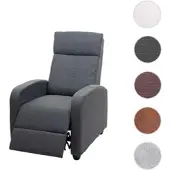 Mendler Fernsehsessel HWC-F76, Relaxsessel Sessel Liegesessel, Liegefunktion verstellbar Stoff/Textil hellgrau