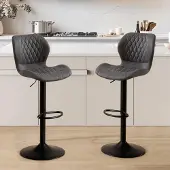 Sonstiges Barhocker mit Lehne, 360° drehbar, höhenverstellbar, PolyurethanKunstleder, Dunkelgrau, 2 Stück