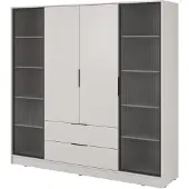 3Xeliving Kleiderschrank, Moderner Schrank in Kaschmir mit Glastüren