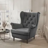 Ravio Gesteppter Sessel Coco Trinity 34 Dunkelgrau Samt Ohrensessel Skandinavisch