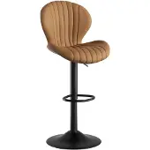 Hawthyhome Barhocker Höhenverstellbar mit Lehne 360° Drehbar Stoff Braun 1er Set