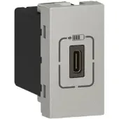 Legrand 079389 Mosaic USB Typ-C Ladesteckdose 1-modulig, Ladestrom 1,5 A Farbe: Aluminium