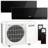 Mitsubishi Multisplit Klimaanlage Set | MSZ-EF | 3,5 kW + 3,5 kW | Black