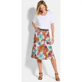 Goldner Jerseyrock "Druckrock mit Blumenmuster", Damen, Gr. 46, bunt (bunt, gemustert), Obermaterial: 92% Viskose CV. 8% Elasthan EL., ausgestellt, Röcke Jerseyrock, stretchbequemer Viskosejersey
