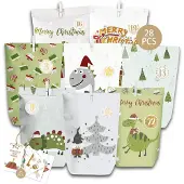 Sonstiges Adventskalender Set zum Selbstbefüllen 28 Papiertüten mit Zahlenaufklebern Holzklammern Juteschnur Dinosaurier