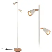 Briloner LED Stehlampe Ø22x141,5 cm 2x3,5W 800lm 3000K Warmweiß Kabelschalter Warm Grey-Coffee - Stehleuchte Wohnzimmer Leselampe