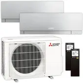 Mitsubishi Multisplit Klimaanlage Set | MSZ-EF | 2,5 kW + 2,5 kW | Silver